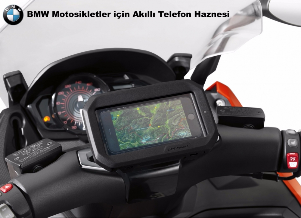 BMW Motosikletler için Fabrikadan Akıllı Telefon Haznesi